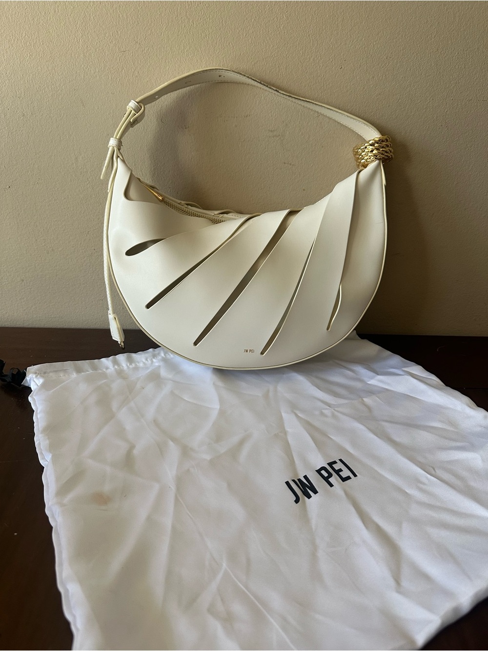 JW PEI Jana Hollowed Out Shoulder Bag, in Ivory Cream, Dust Bag Included